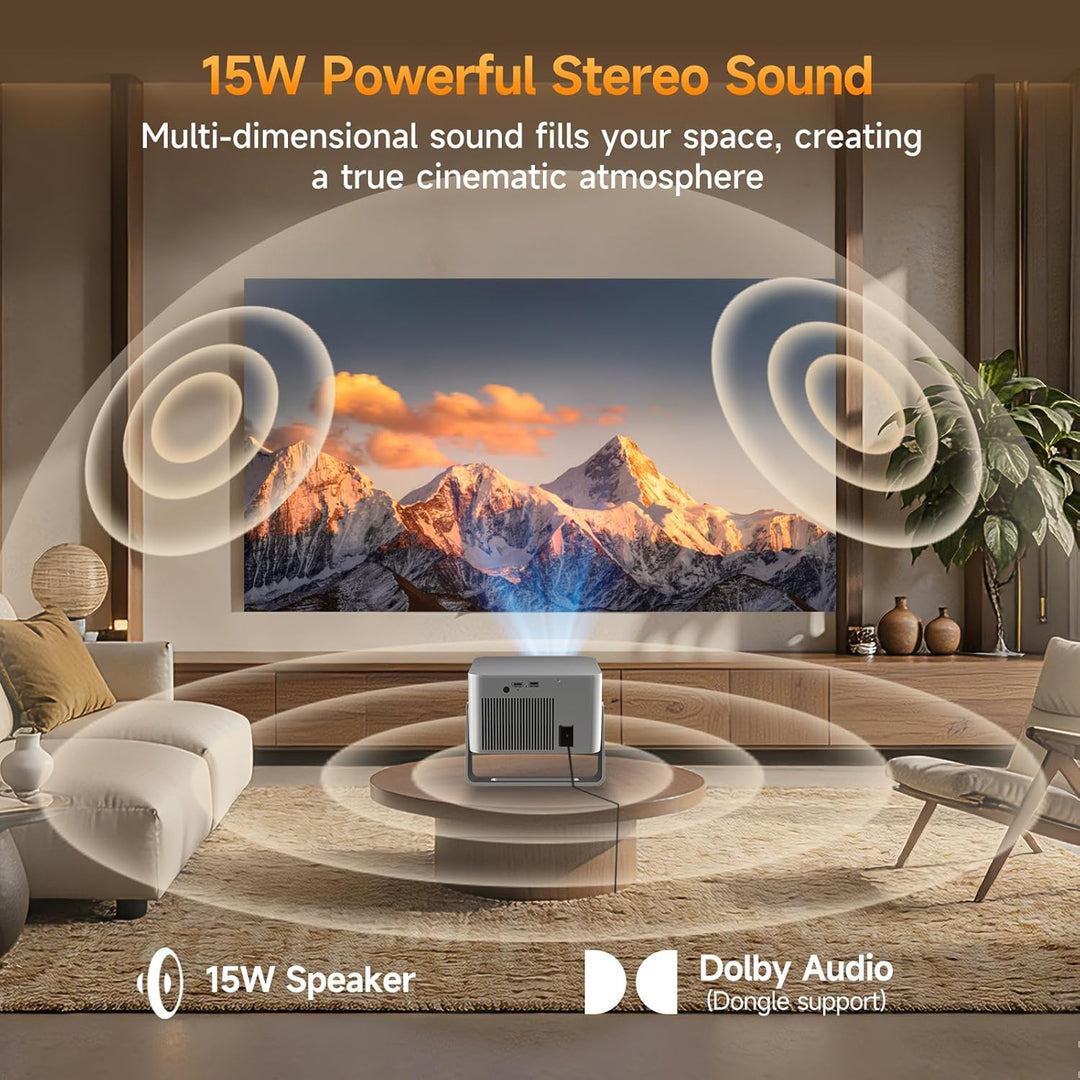 Proyector inteligente con Google TV, soporte 4K mini proyector port...