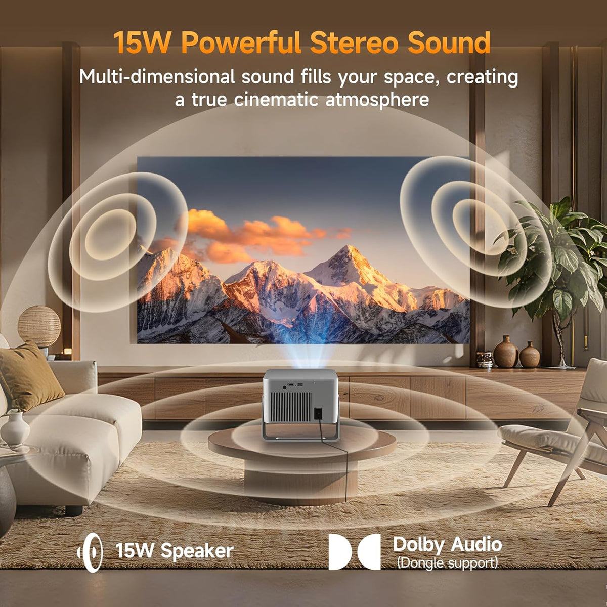 Proyector inteligente con Google TV, soporte 4K mini proyector port...