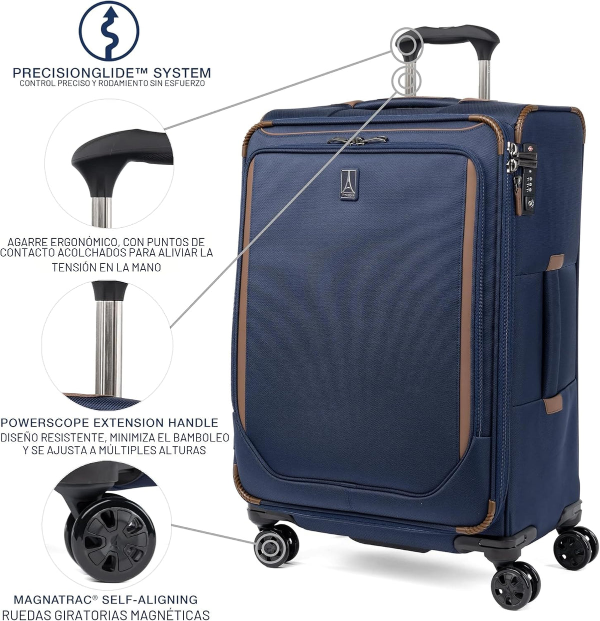 Travelpro Crew Classic Maleta de mano ligera, extensible, de lados suaves, Azul patriota