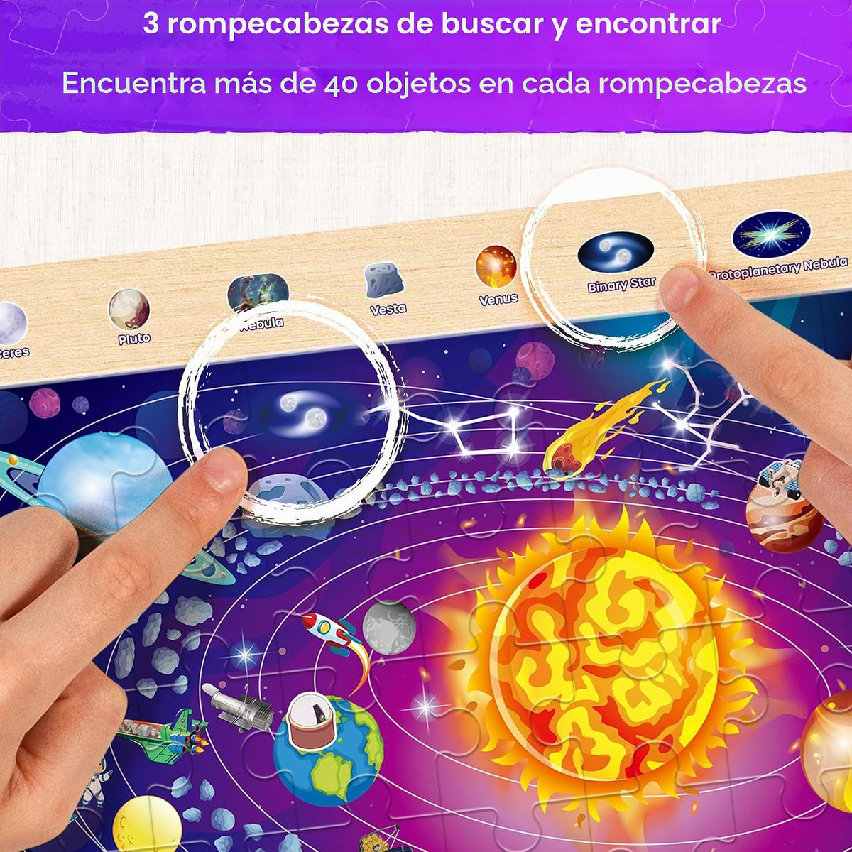 SYNARRY Rompecabezas de madera grandes del sistema solar del mundo de los