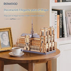 Rowood Rompecabezas 3D para adultos, arquitectura de madera, kit de construcción para adultos, colección de catedral y castillo de Notre-Dame de París, cumpleaños para mujeres amigas