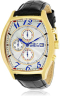Invicta 14330 Specialty reloj chapado en oro amarillo 18 K con tres bandas de cuero para hombre