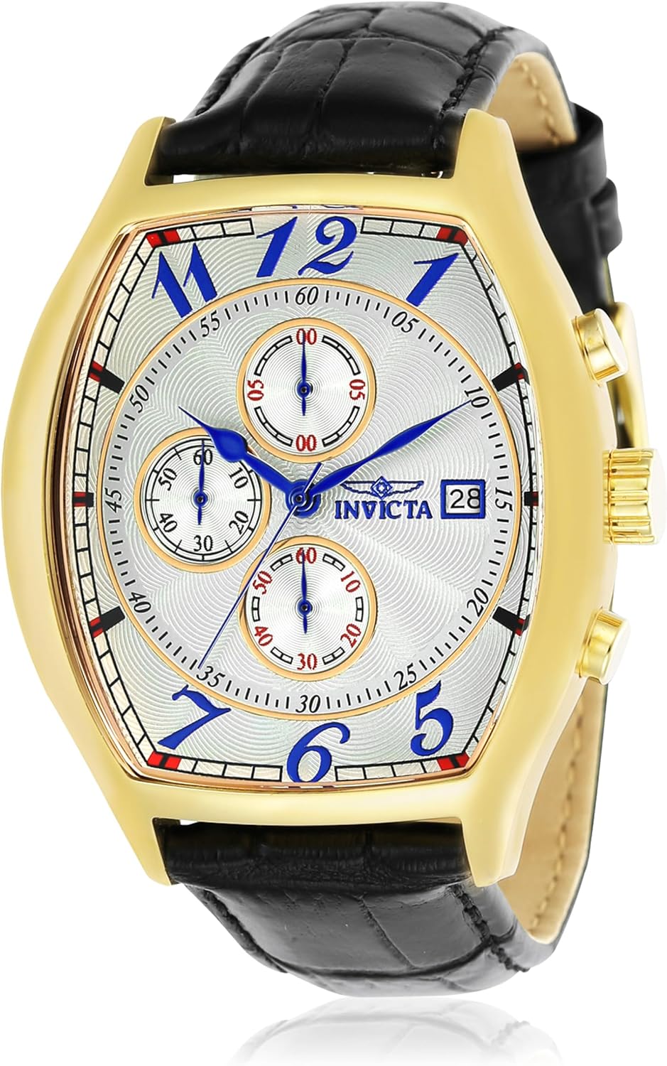 Invicta 14330 Specialty reloj chapado en oro amarillo 18 K con tres bandas de cuero para hombre