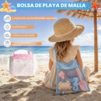 Juego de palas de playa y bolsa de malla para niños, set de 3 cubos plegables para arena