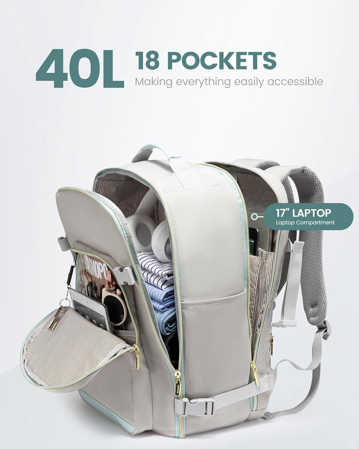 LOVEVOOK Mochila de viaje para mujeres y hombres, 40L, aprobada por...