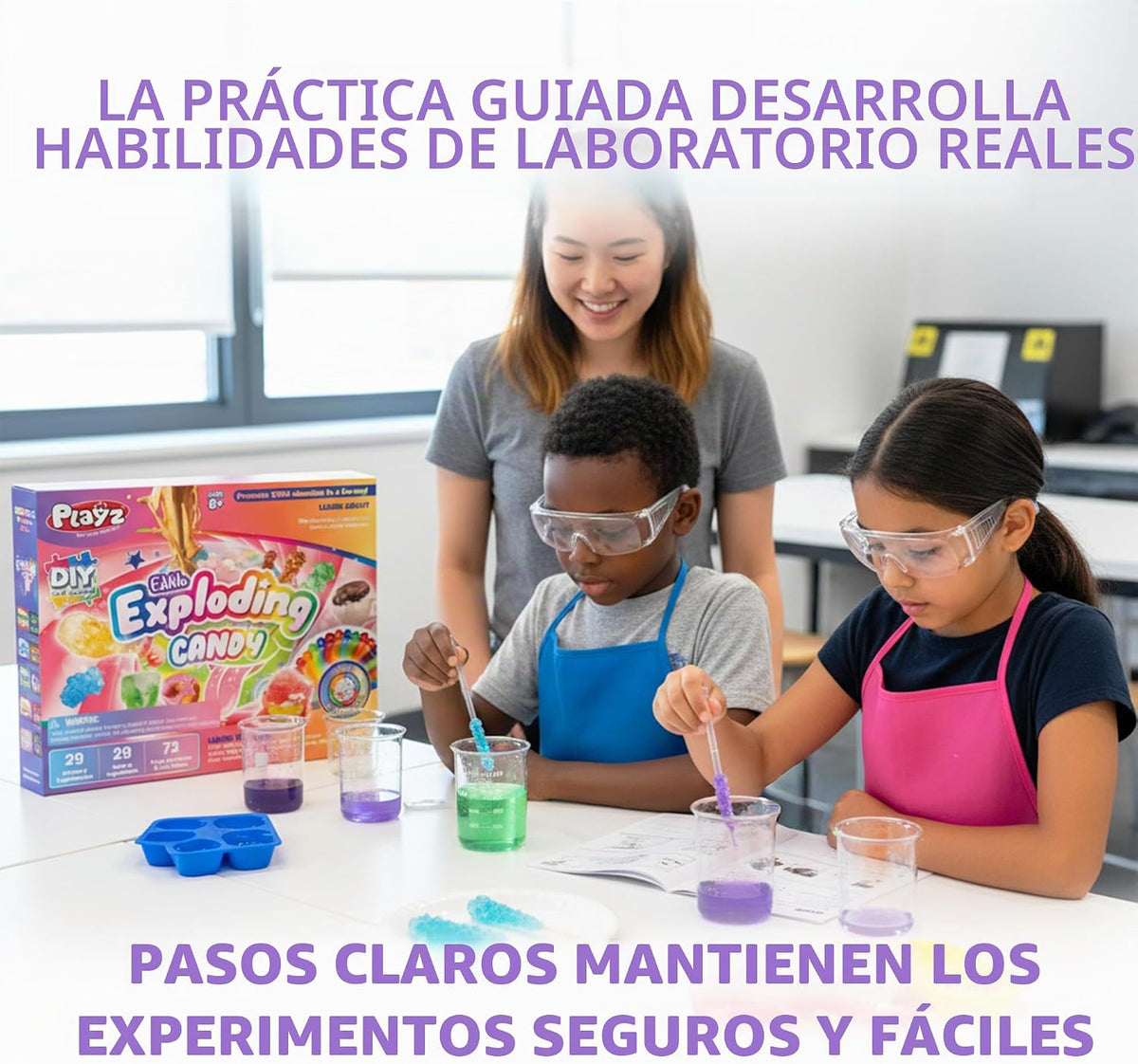 Playz - Kit de química CTIM de ciencia alimentaria, haz tus propios experimentos de chocolates y dulces para niños, niñas y adolescentes a partir de 8, 9, 10, 11, 12, 13+ años