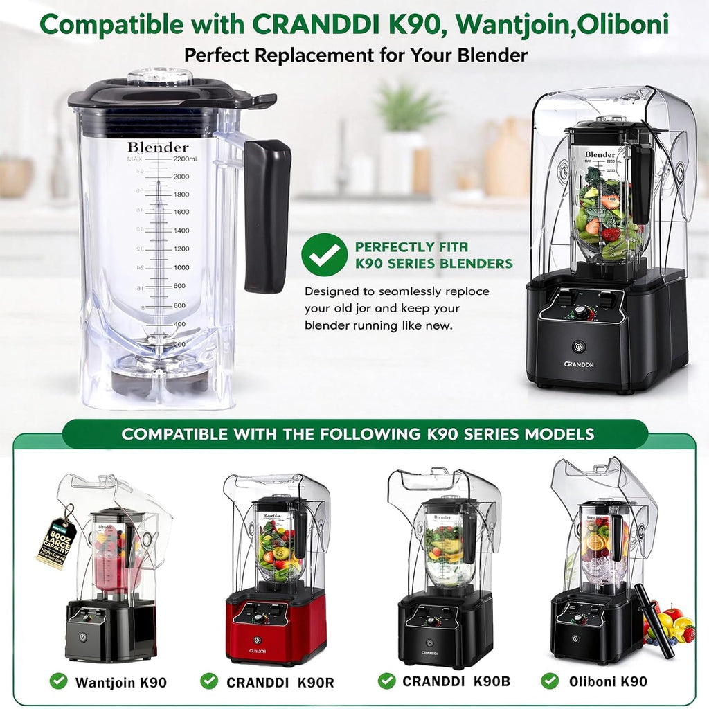 Vaso de repuesto para licuadora, se adapta a CRANDDI K90 K95, Wantjoin/Senlee/Oliboni K90