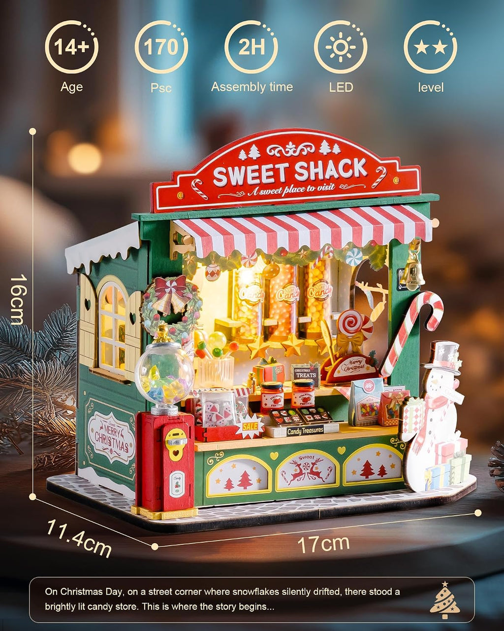 Rolife - Kit de casa en miniatura de bricolaje para tienda de dulces navideños