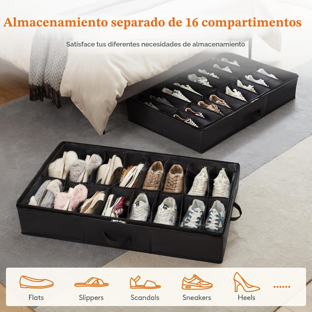 Lifewit Organizador de Almacenamiento para Zapatos Bajo la Cama, Pack de 4 (16 Celdas para Zapatos)