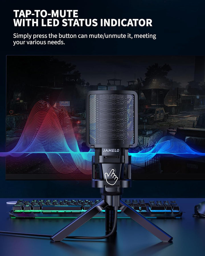 Camola Micrófono USB para juegos, micrófono condensador de grabació...