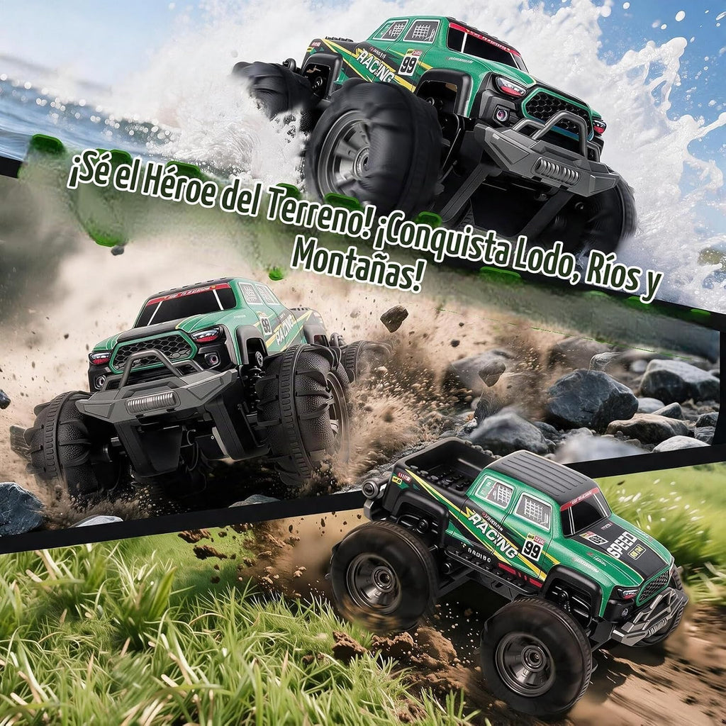 Coche de control remoto, Camión de control remoto, 2.4Ghz Todo Terreno fuera de carretera Monster Truck RC Coches Juguetes (Verde)