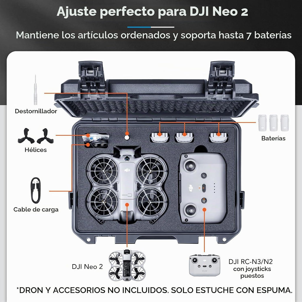 Lykus Titan N200 - Carcasa rígida impermeable para DJI Neo 2 y controlador