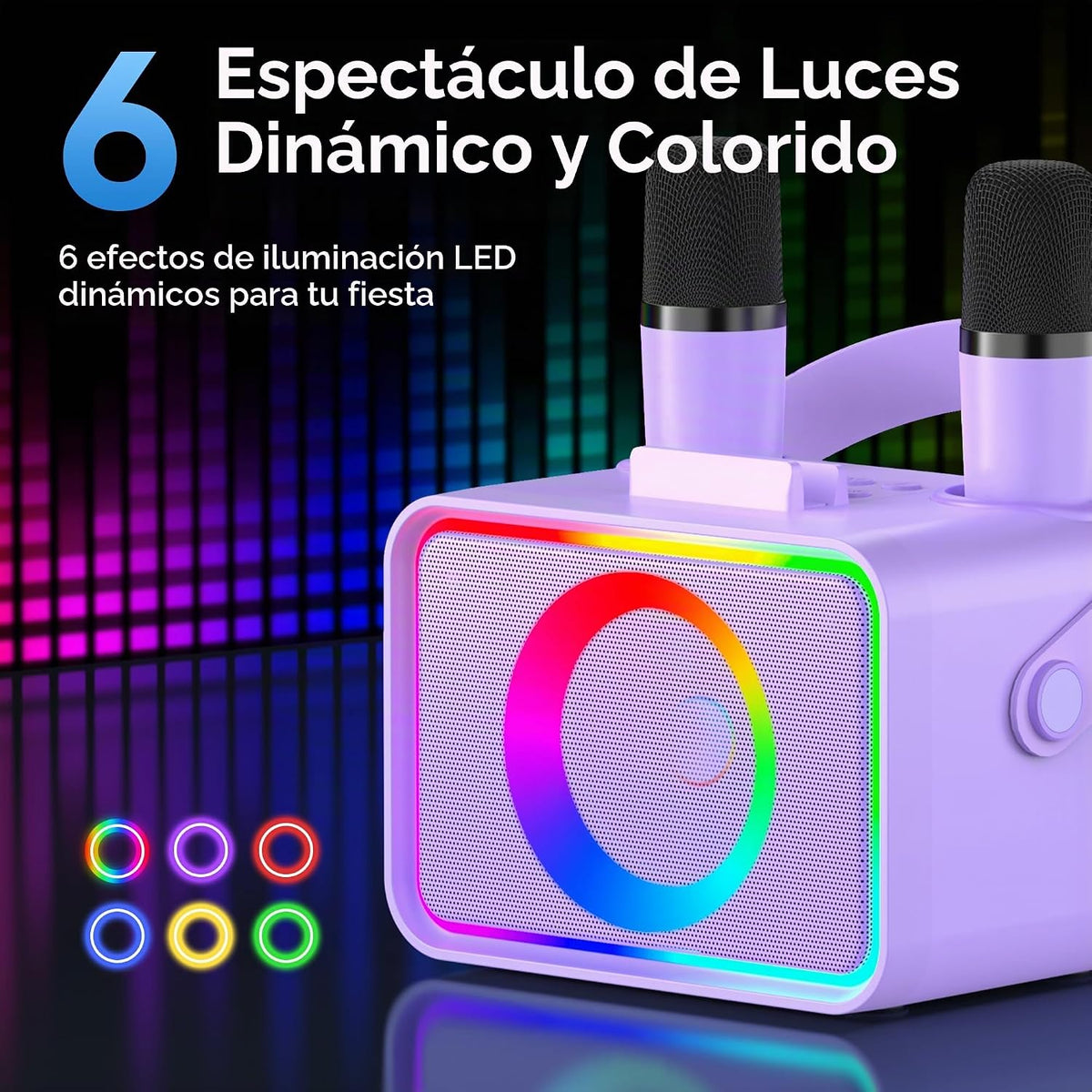 Karaoke Machine para Kids Adults,Bluetooth Speaker 2 Wireless Microphones