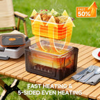 AMZCHEF Fiambrera eléctrica inalámbrica, 6.3 tazas, 5 lados, 18000mAh