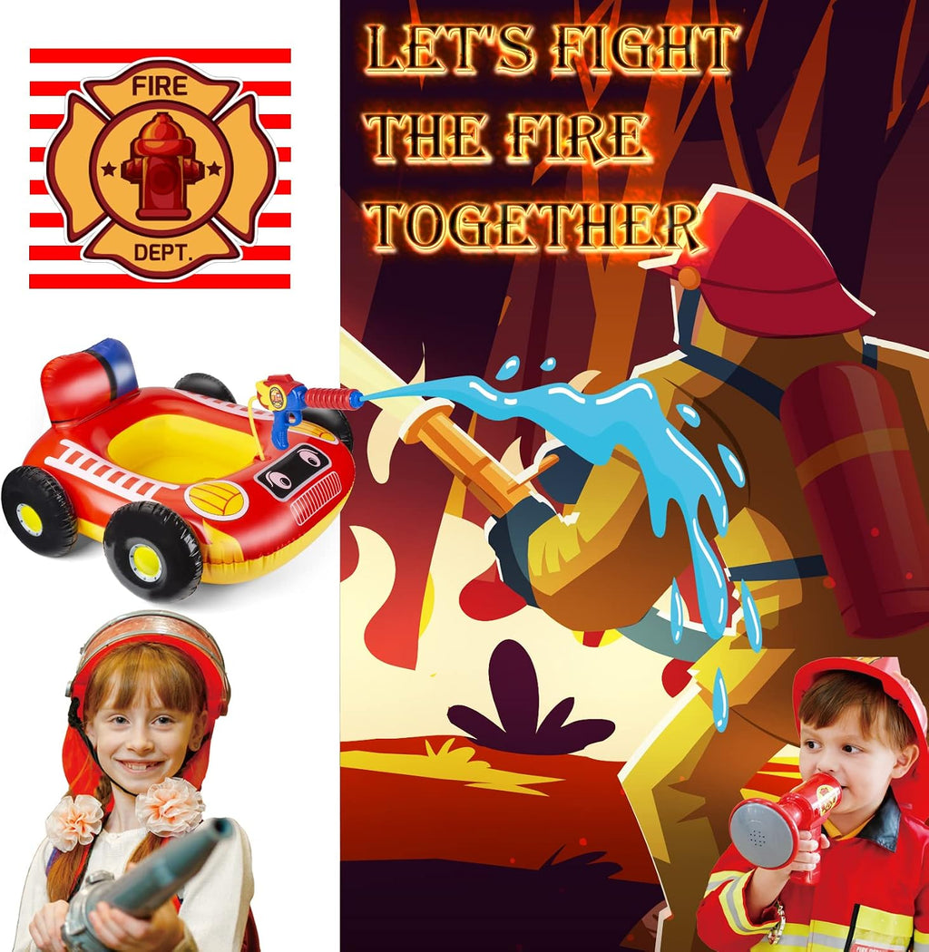 Flotadores de piscina para niños con pistola de agua, juguetes de piscina para niños de 4 a 8 años, flotadores de camión de bomberos para piscina, inflables de piscina para niños y niñas y niños