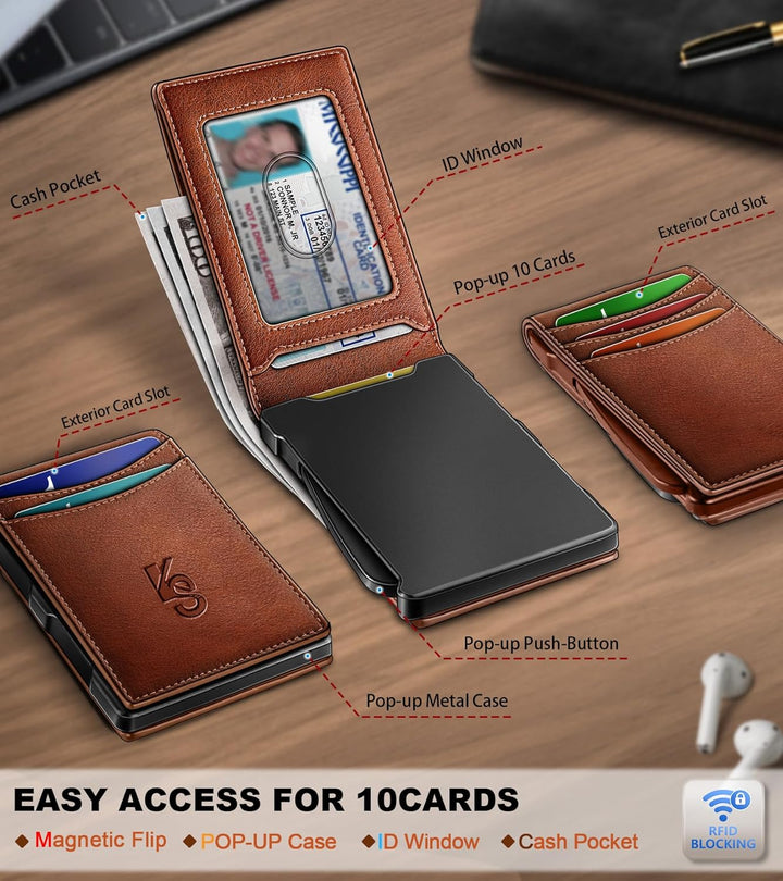 Cartera KEMISANT para hombre, cartera delgada con estuche para tarj...