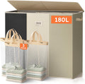 SOLEDI Cesta de lavandería de 3 secciones de 180L con tapa, cesta de ropa sucia extragrande con asas resistentes para lavandería y dormitorio, organizador duradero para clasificar la ropa sucia
