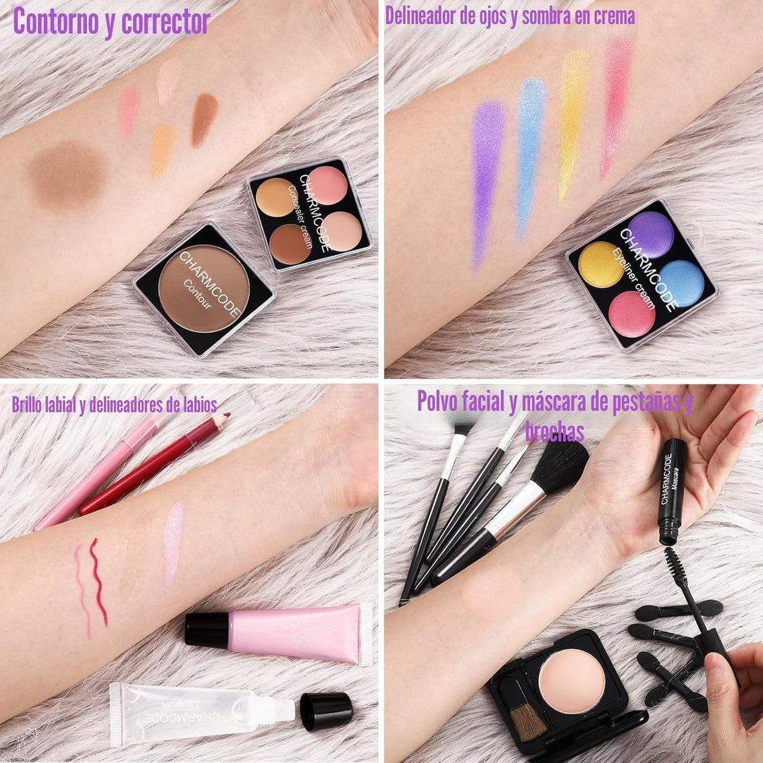 Kit completo de maquillaje para adolescentes y mujeres, estuche de...