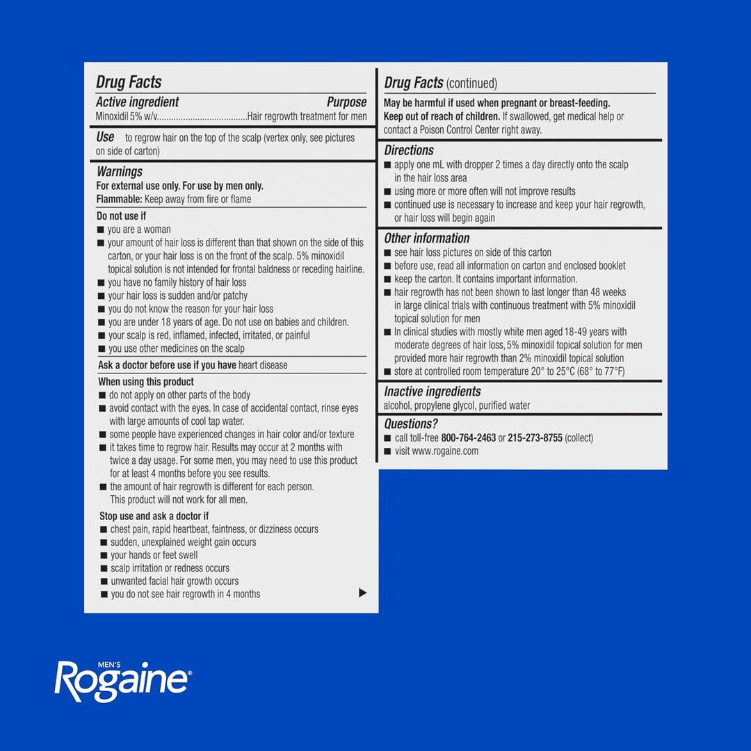 Solución Rogaine para hombres, suministro de un mes