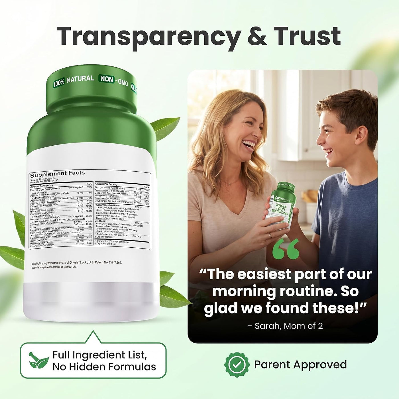 Herbtonics Whole Food Vitaminas adolescentes para energía, concentr...