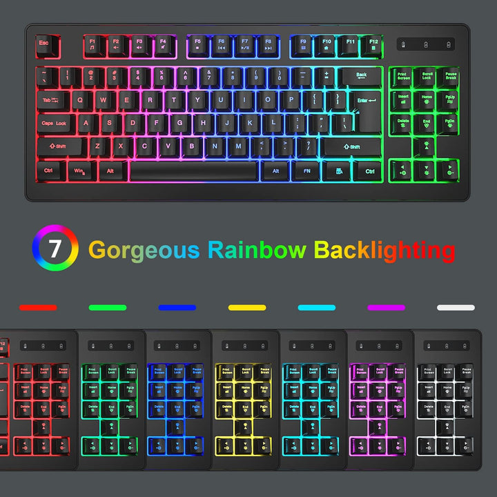 Combo de teclado y mouse inalámbricos BlueFinger, batería recargabl...