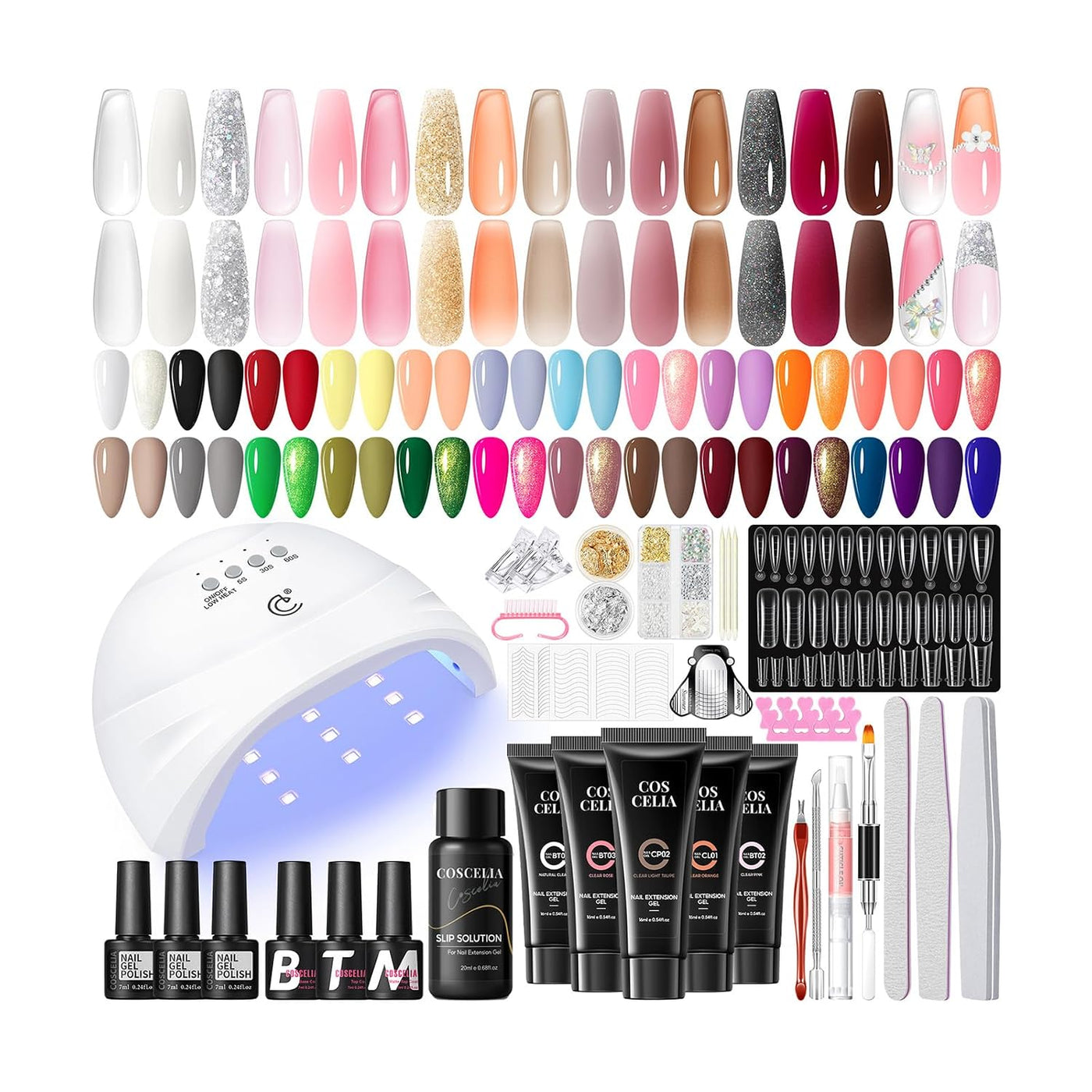 COSCELIA Juego de 67 piezas de esmalte de uñas de gel con luz UV, 2...