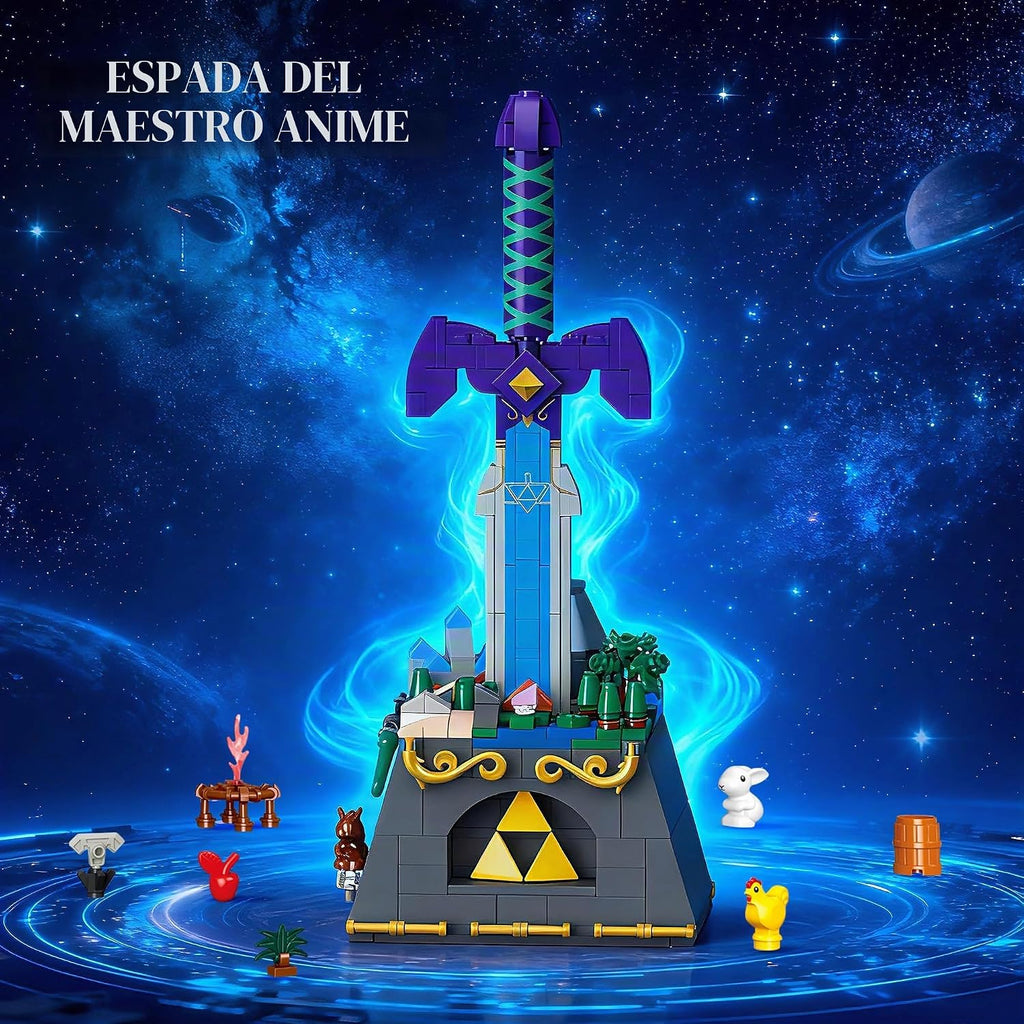 Master Sword - Juego de bloques de construcción de 455 piezas, kit de modelo de arma de héroe legendario para adultos y adolescentes, escritorio de oficina en casa, decoración de sala de juegos, regalo