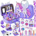 Kit de maquillaje para niñas – Kit de maquillaje para niñas, juego de cosméticos lavables reales con estuche de almacenamiento, juego de maquillaje para niños para regalo de Navidad y cumpleaños de 3, 4, 5, 6, 8, 10, 11, 12 años, morado