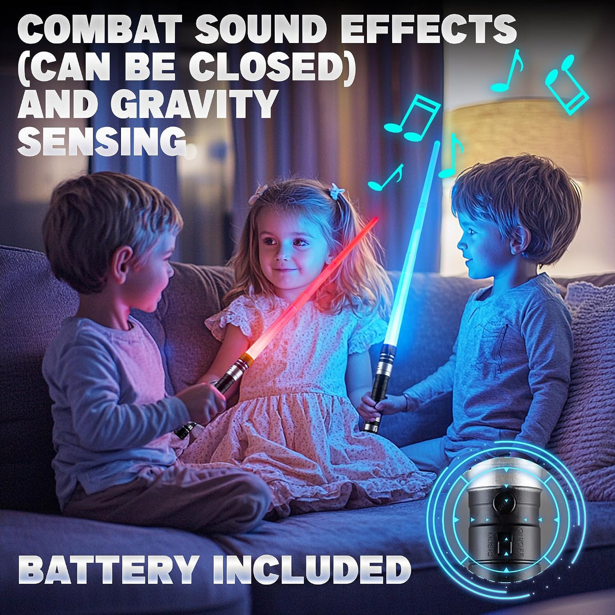 Sables iluminados para niños, paquete de 4 espadas retráctiles de 7