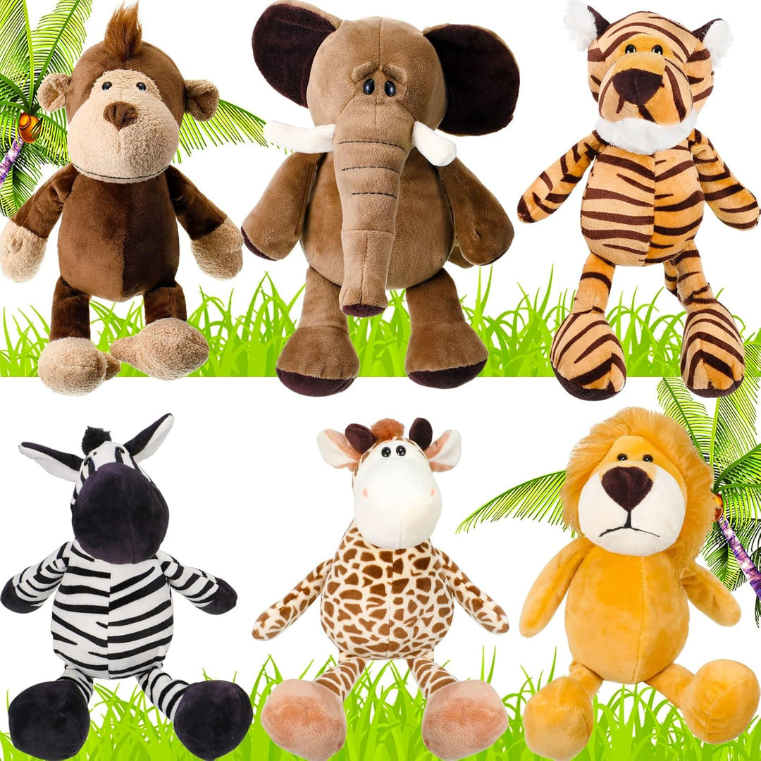 Zhanmai - Juego de 6 animales de peluche de safari de animales de l...
