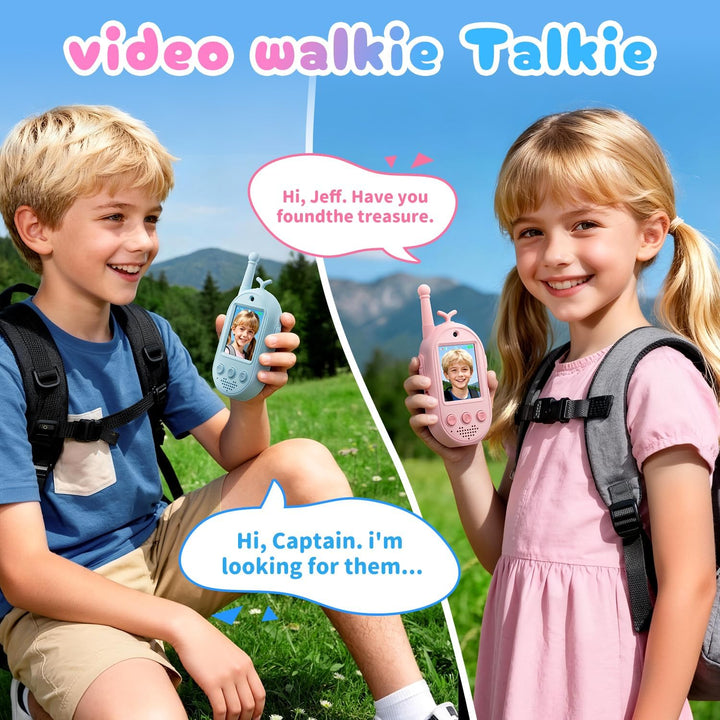 Walkie Talkies de Video Mejorados para Niños, Paquete de 2 Recargab...