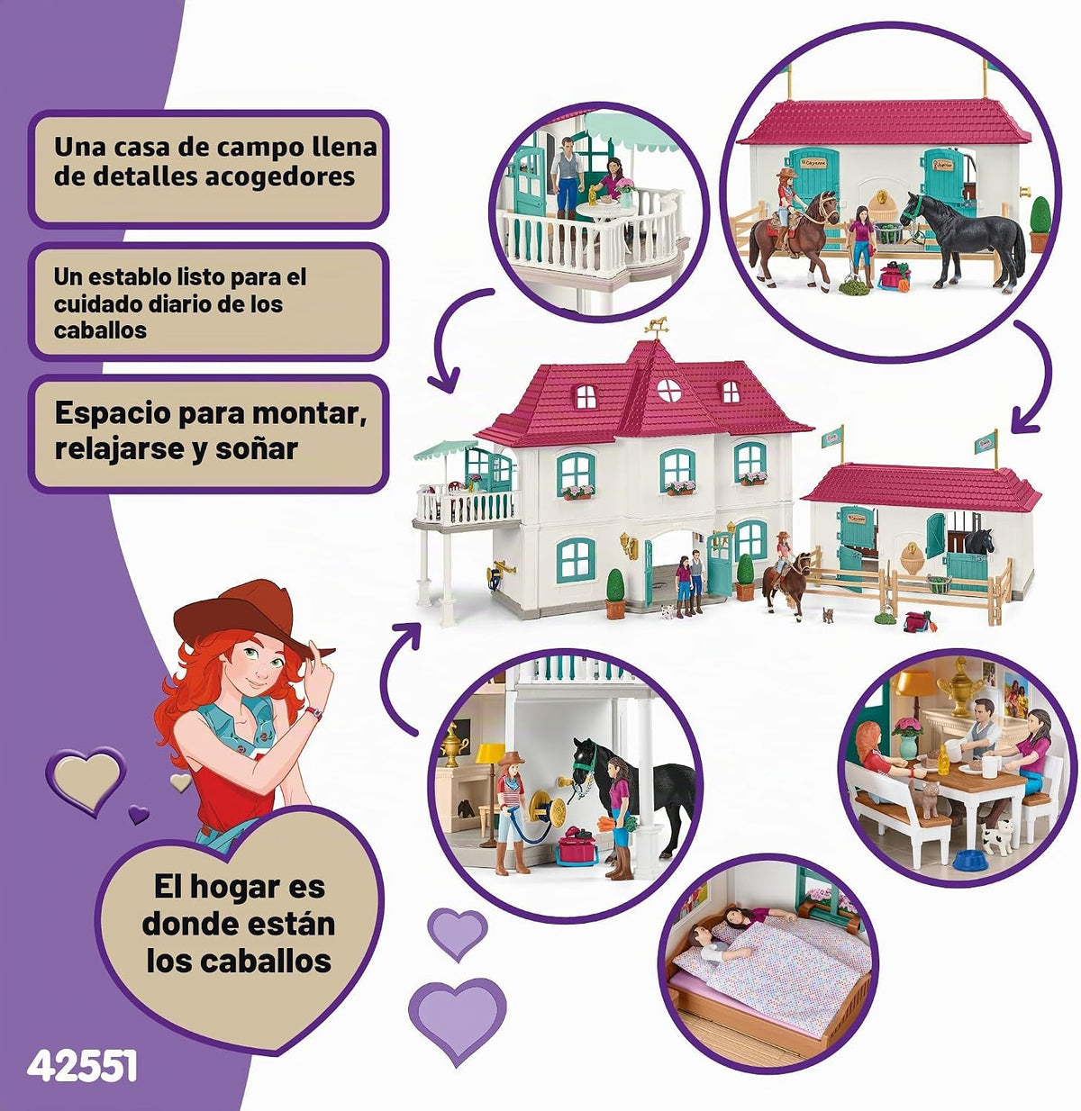 Schleich Horse Club - 192 piezas de casa de campo junto al lago y establo |