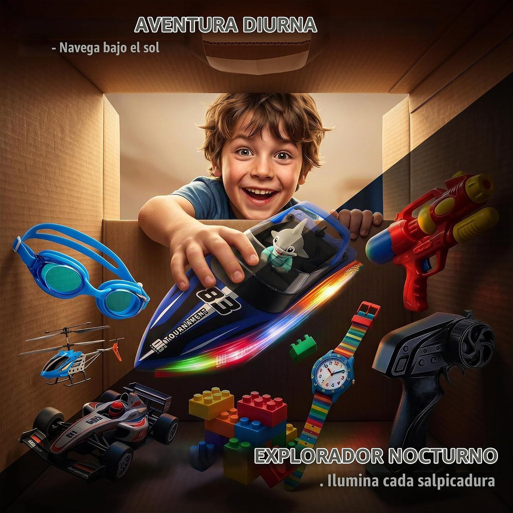 BEZGAR 2 paquetes de 10 pulgadas 15 KPH Fast RC Shark Barcos para niños