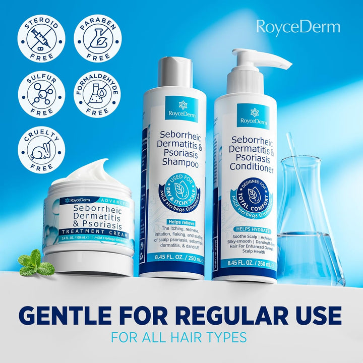 Set de crema para dermatitis seborreica y psoriasis, champú y acond...