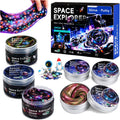 Kit de slime y masilla Galaxy para niños, 6 frascos de tamaño completo, 3 x 4 onzas líquidas de slime cósmico y 3 masillas que cambian de color de 3.2 onzas con complementos espaciales