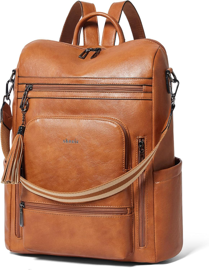 Shrrie - Mochila de cuero vegano para laptop para mujer de 14 pulga...