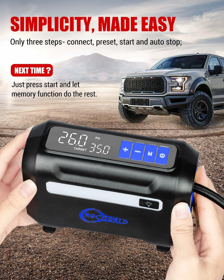 ROCGORLD R8 Inflador de Neumáticos Compresor de Aire Portátil, Comp...