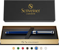 Scriveiner – Bolígrafo roller azul medianoche, con lacado azul y acabado cromado, repuesto de tinta Schmidt, para hombres y mujeres, para profesionales y oficinas ejecutivas