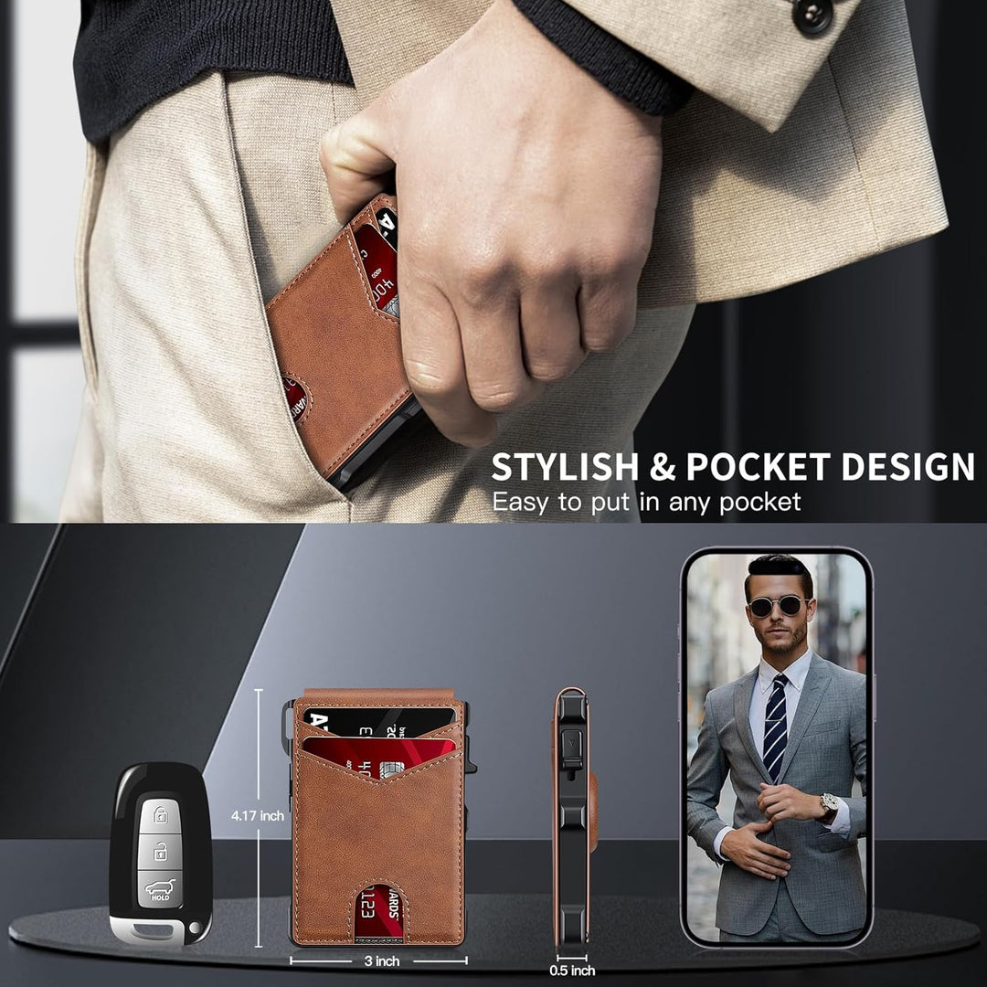 KIKVES Billetera para Airtag para hombre, tarjetero para AirTag con...