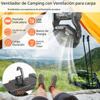 TDLOL Ventilador de Camping Portátil Recargable para Tienda de Camp...
