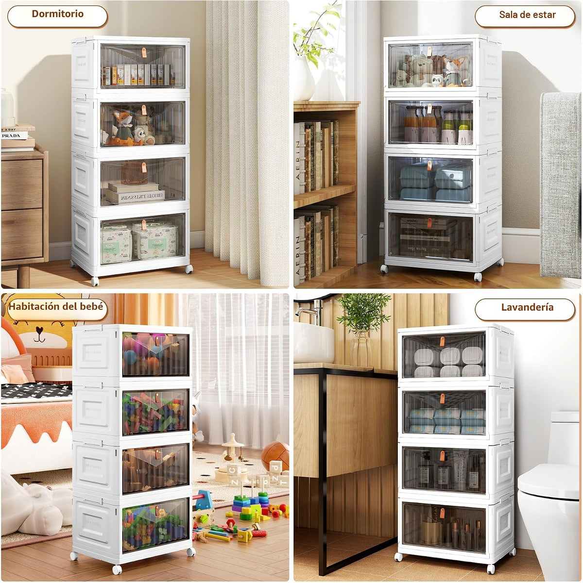 Wise Oannes Closet Organizers y storage con Wheels, 23QT blanco
