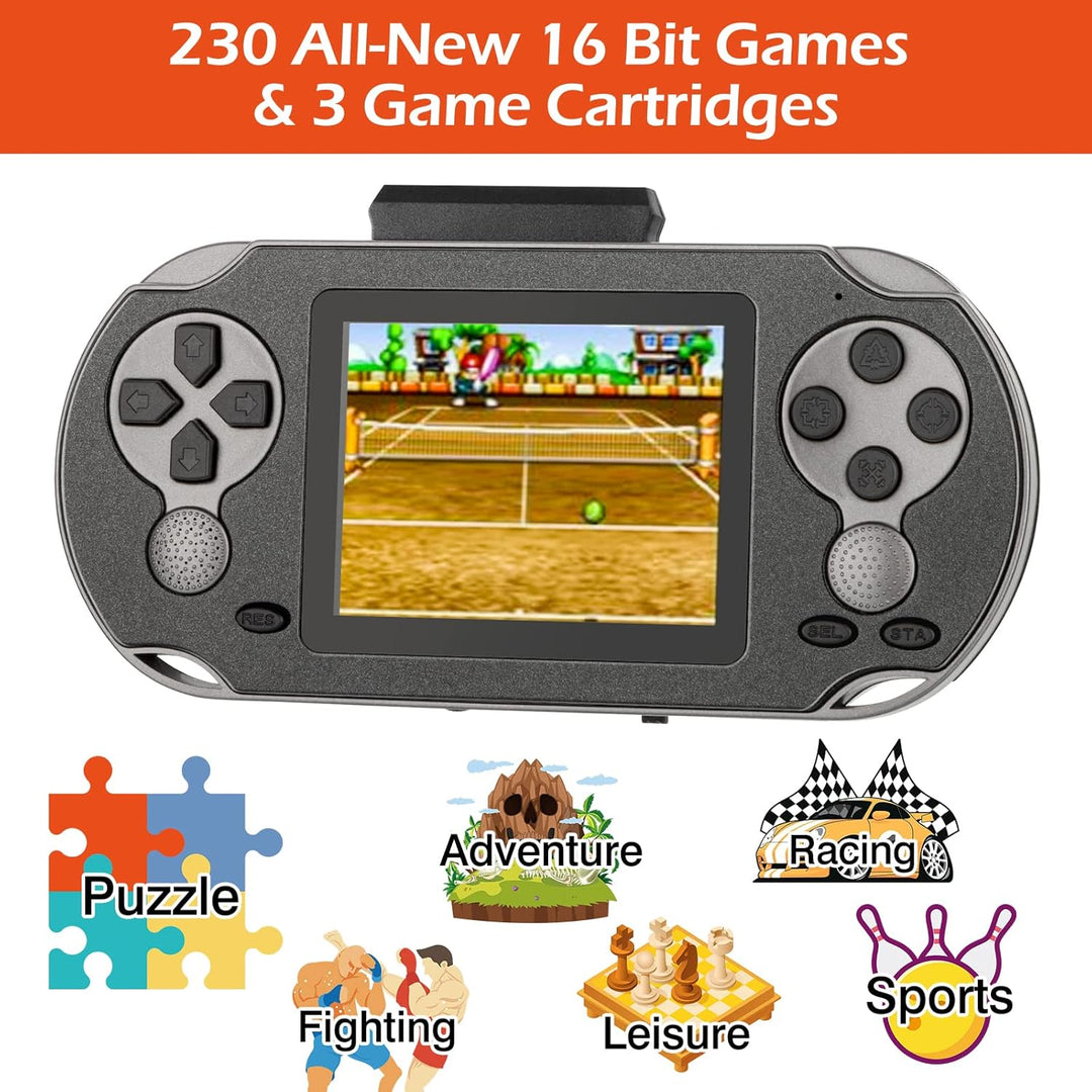 TaddToy Juego de mano de 16 bits para niños y adultos, pantalla gra...