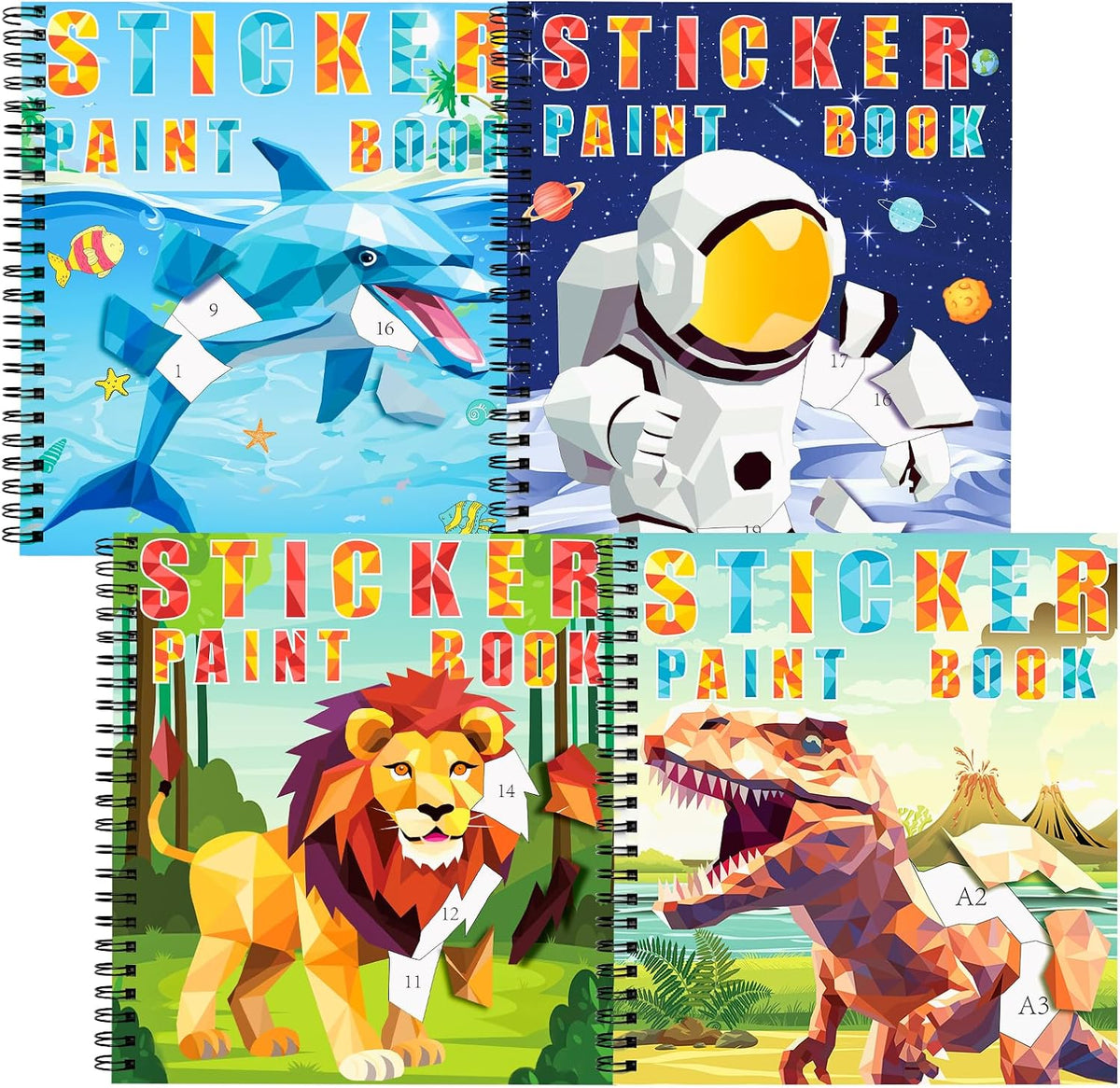 4Pcs Paint by Sticker Books para Kids 4-8, Travel Craft Activity