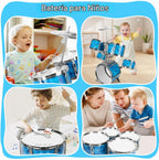 Juego de batería para niños de 5 piezas para niños pequeños de 3 a 5 años, juego de batería para niños pequeños de 5 a 7 años, juguetes de instrumentos musicales, juguetes de percusión, cumpleaños para niños de 3, 4, 5, 6, 7, 8 años, niños y niñas