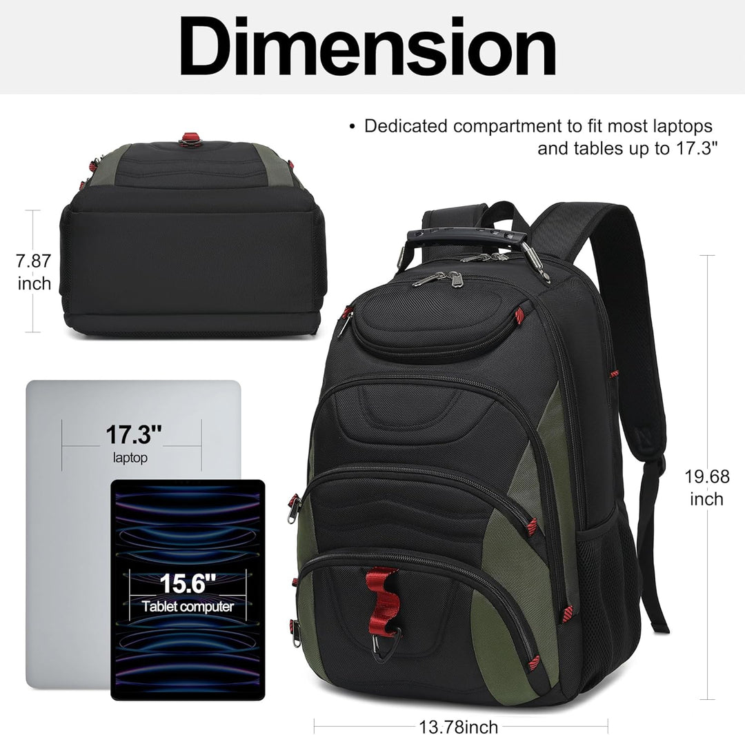 Mochila para laptop Boavan para hombre (Negro, 15.6), negro y verde...