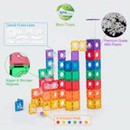 MEGAGONTILES Juego de azulejos magnéticos Marble Run de 120 piezas | Bloques de construcción magnéticos autenticados por STEM con piezas de pista de mármol | Juguete educativo de construcción para niños de 3 a 8 años (niños y niñas)