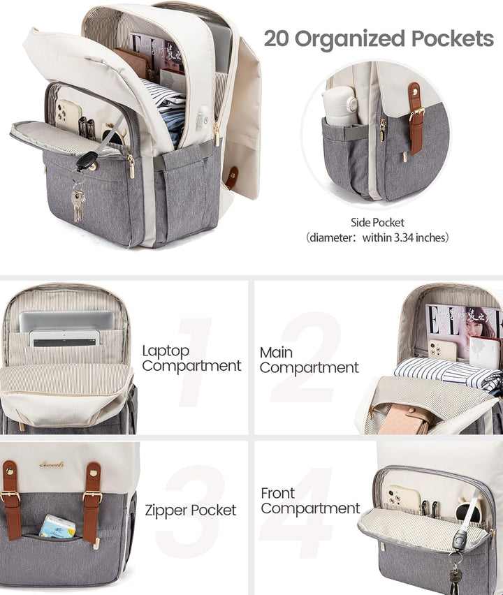 LOVEVOOK - Mochila para laptop de mujer, mochila de viaje para comp...