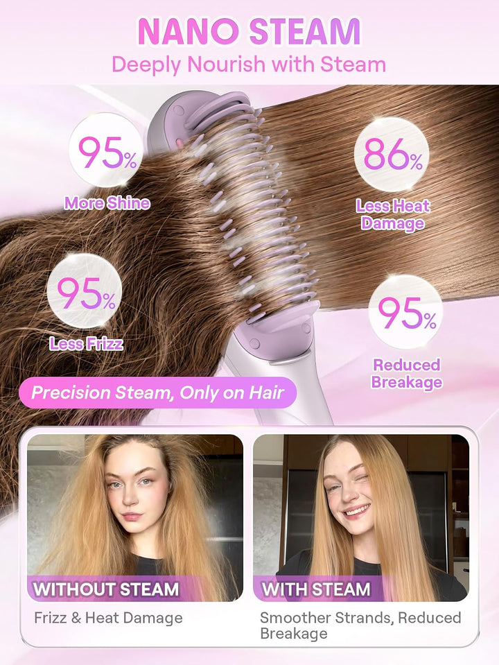 SHEGLAM Steam Straightener Brush, 3-in-1 Steam Hot Comb for Damaged...