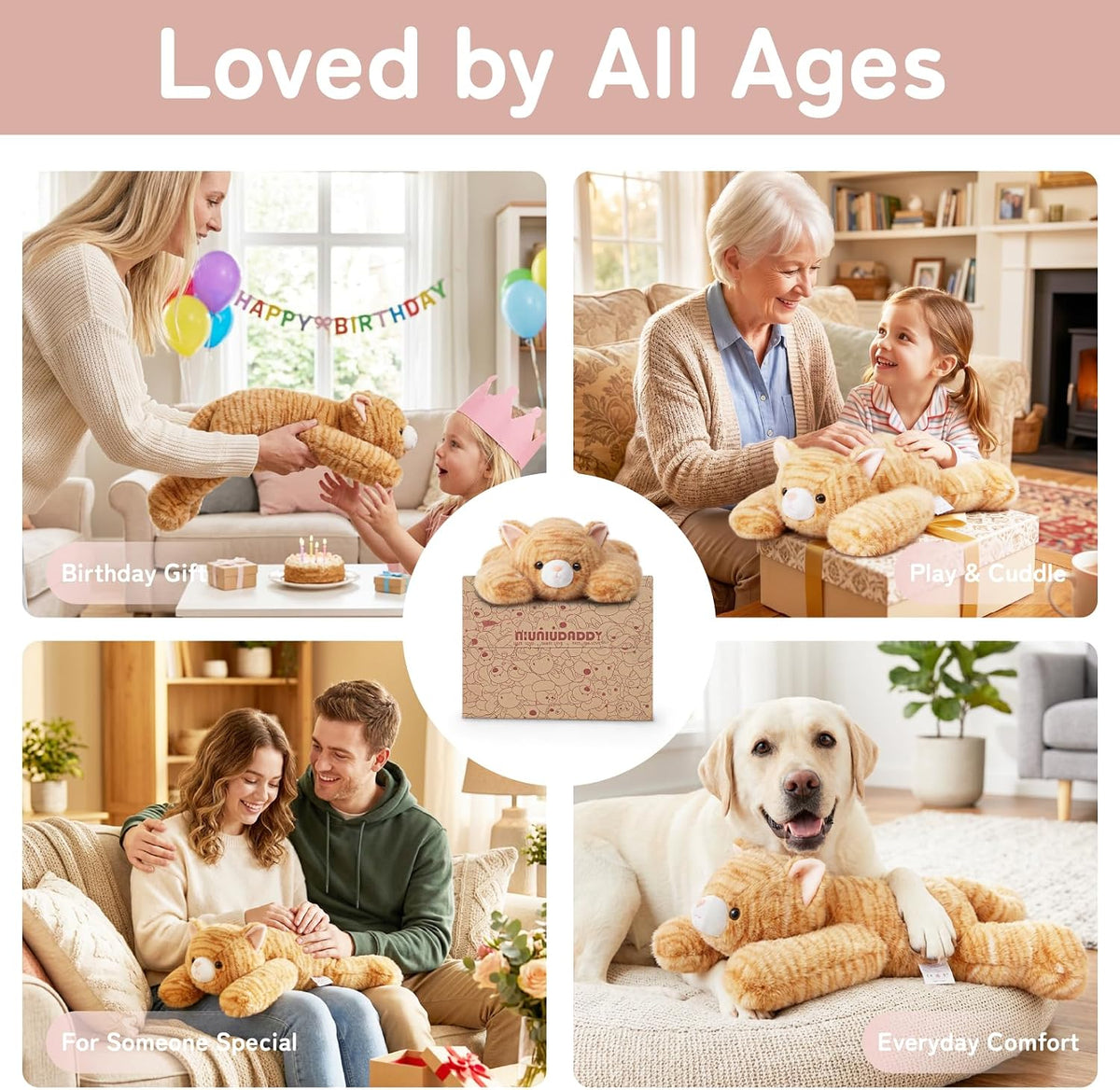 Niuniu Daddy Animal de peluche con peso de gato naranja, almohada de