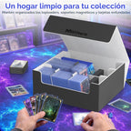 Mlikero Funda para tarjetas coleccionables de 1800 +, caja de almacenamiento para tarjetas intercambiables, compatible con toploader y soporte magnético, caja de cubierta de cuero con cierre magnético